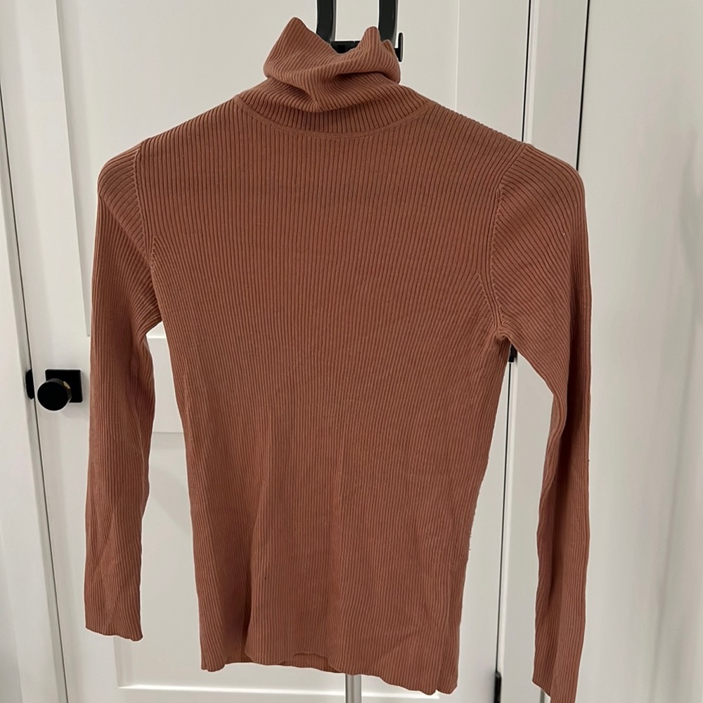 Uniqlo Wool Rib-Knit Turtleneck - Salmon/Mauve Color